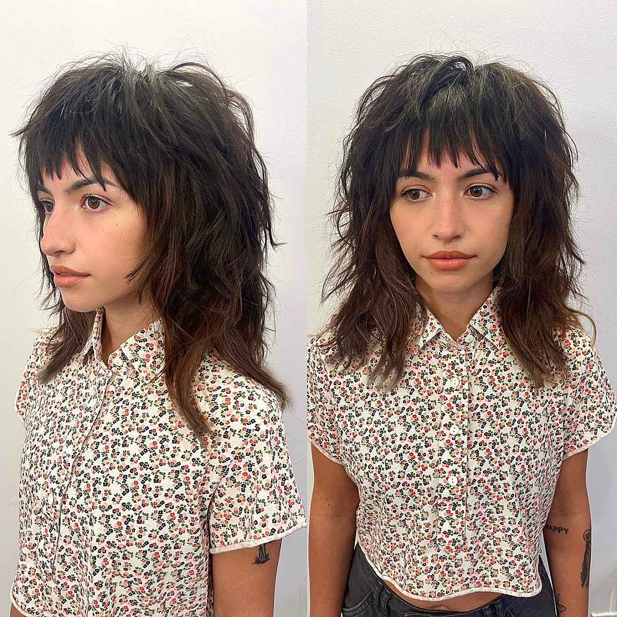 Mid-Length Shaggy Wolf Cut with Textured Bangs