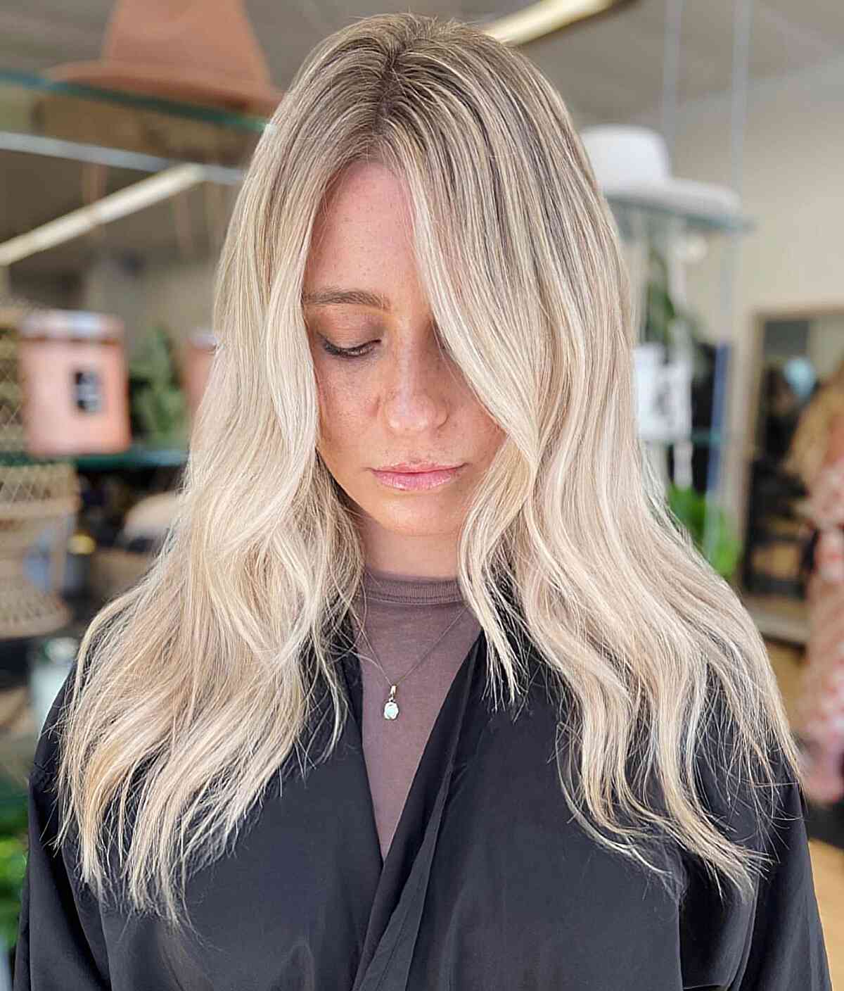 Mid-Long Cool Barbie Blonde Hair with Soft Layers