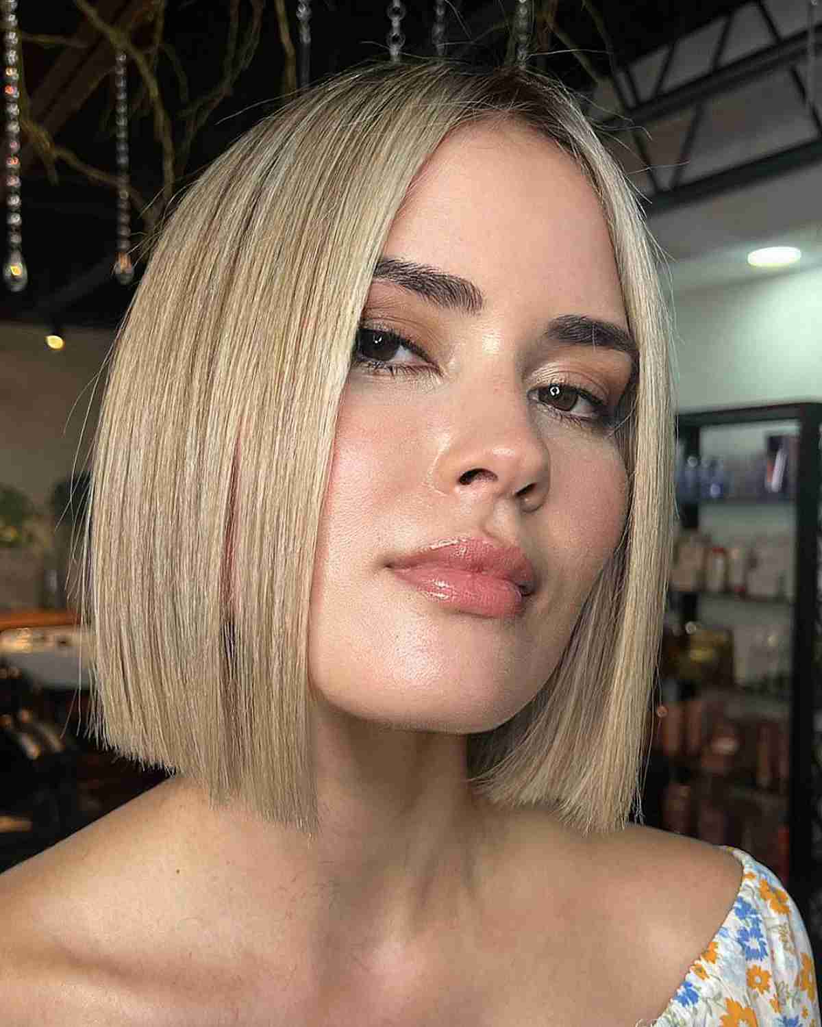 Middle Part Blunt Bob for Thin Hair