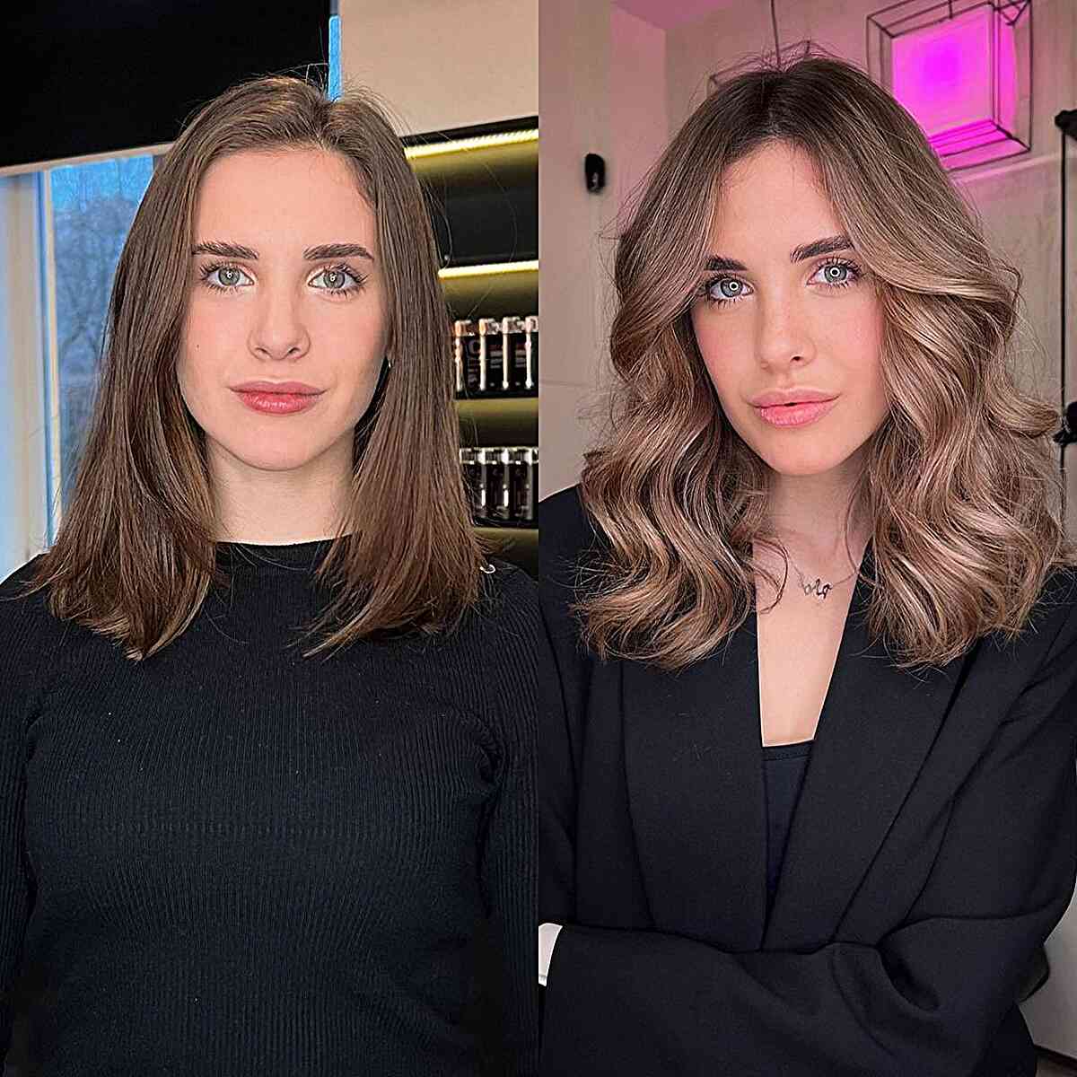 Middle Part Makeover for Soft Light Brown Hair and women in their 30s wanting a change