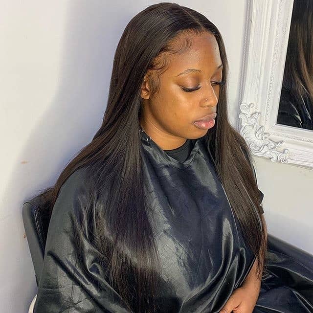 middle part sew in hairstyle