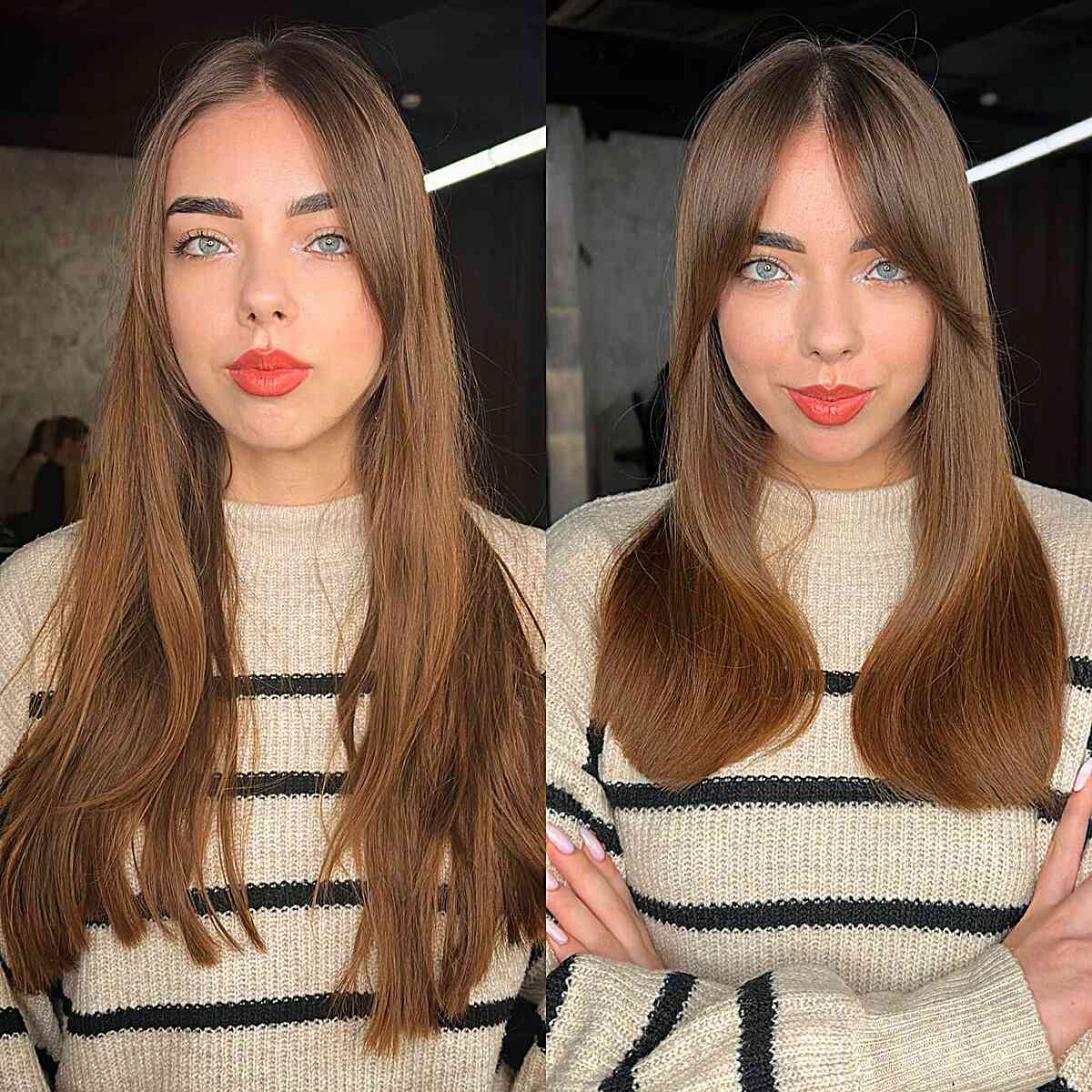 Middle-Parted Fringe for Straight Hair