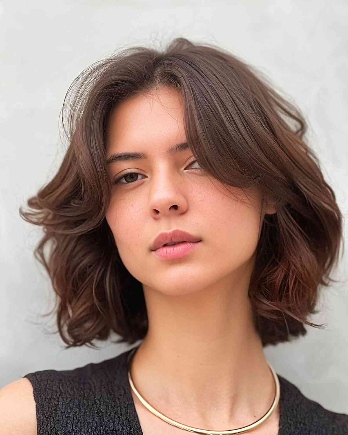 Middle Parted Short Bob with Curtain Fringe