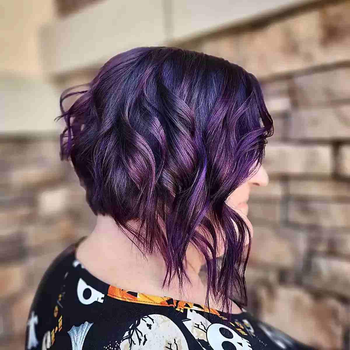 Midnight Amethyst Purple Hair Color on Short A-Line Bob