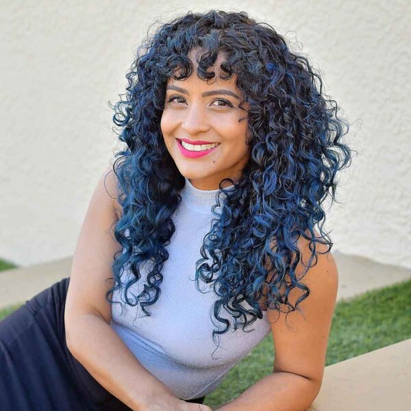 A Midnight Blue ombre for curly hair