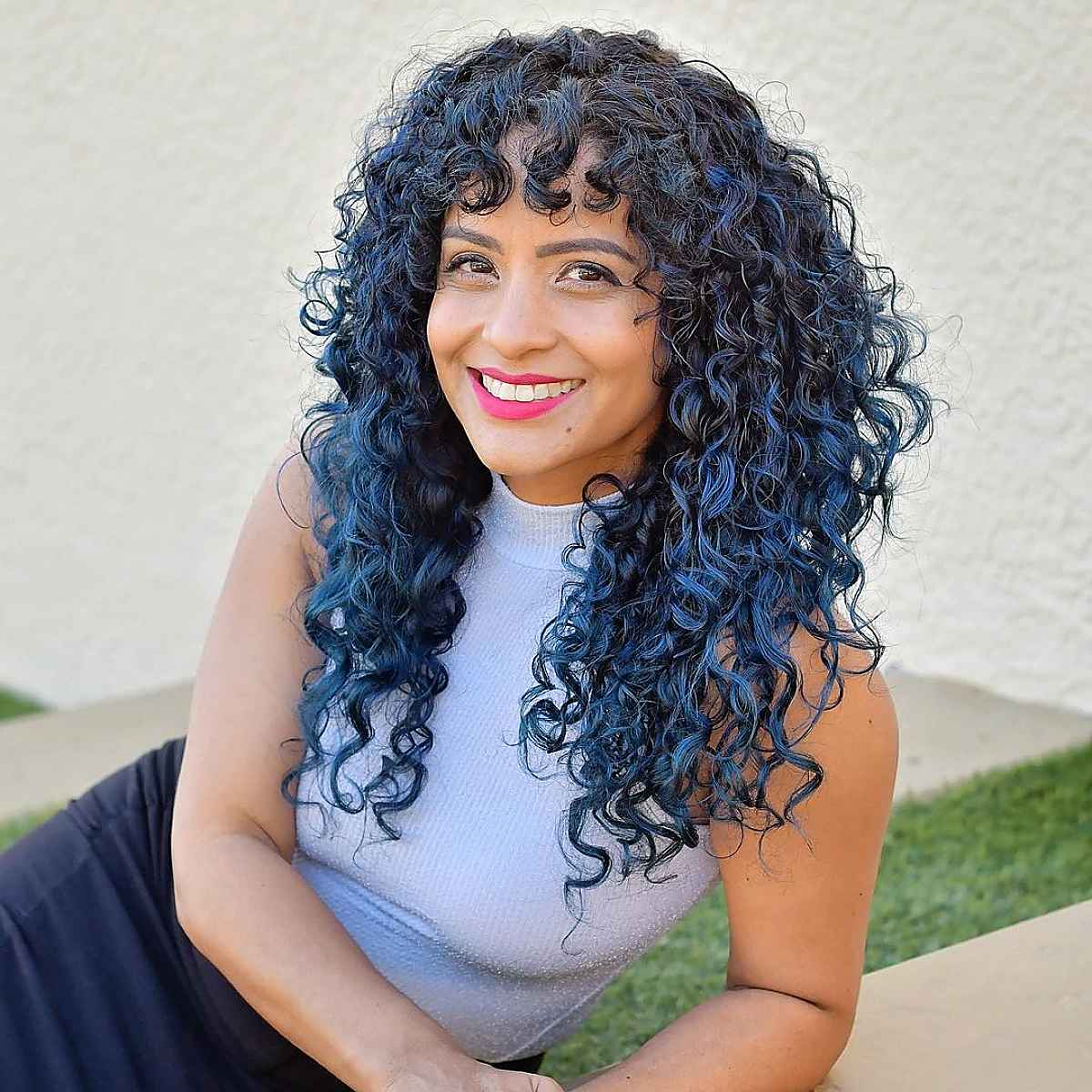 Midnight Blue ombre for curly hair