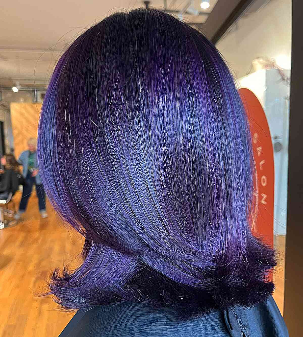 Midnight Dark Violet Mid-Length Thick Hair