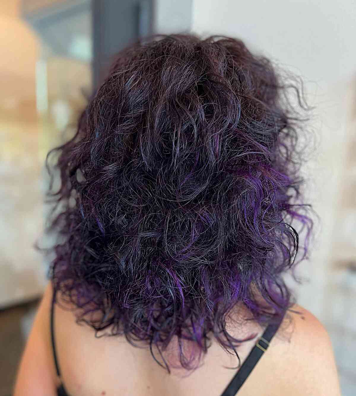 Midnight Purple Accents for Mid-Length Textured Curly Hair
