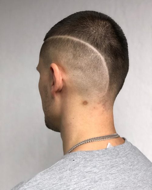 Military Buzz Cut with Hard Part