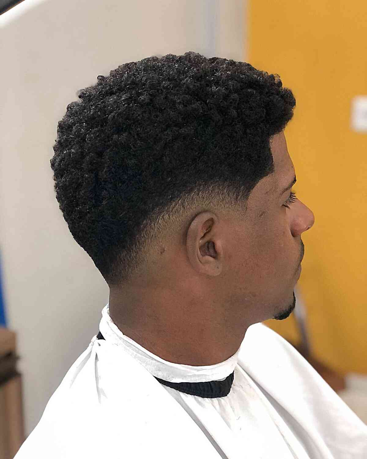 Mini Afro with Low Tapered Fade and Line-Up