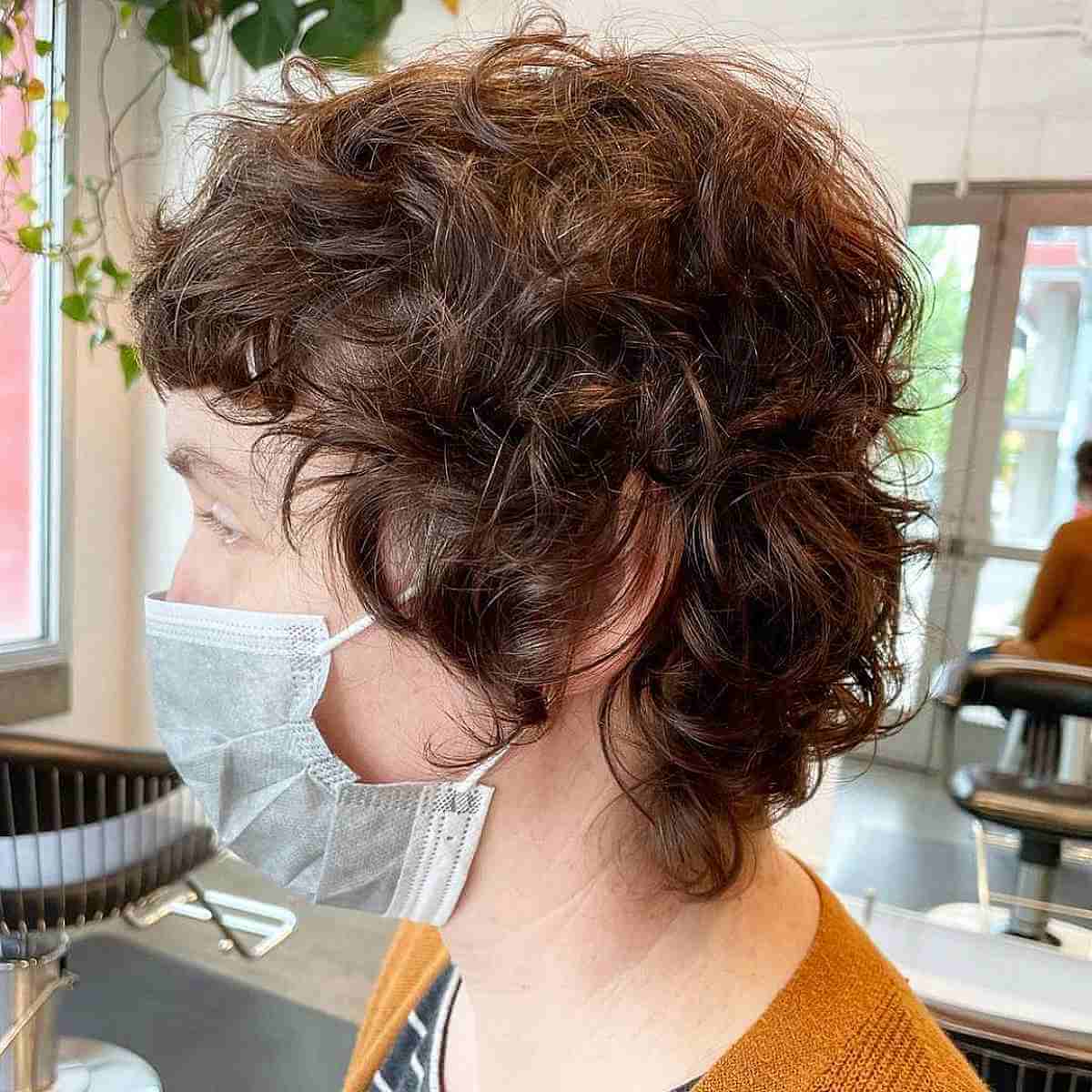 Mini Curly Shullet on Short-to-Medium Dark Brown Hair