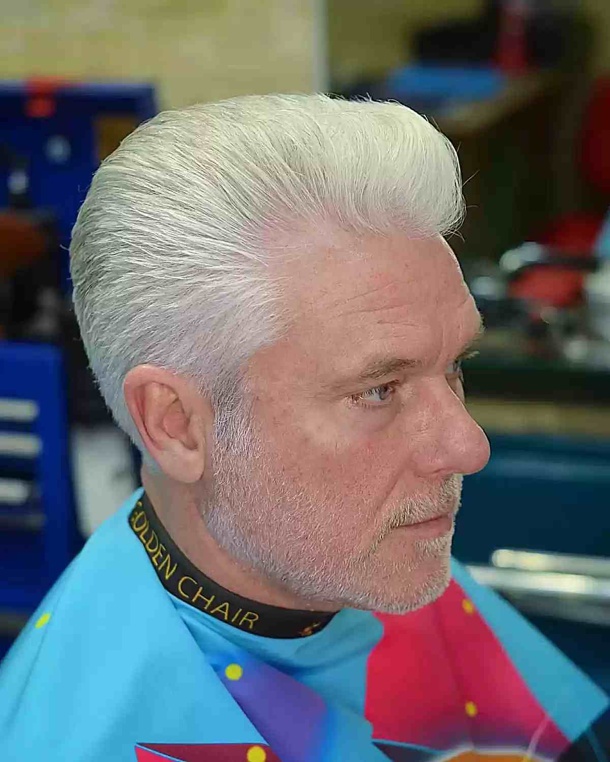Mini Pompadour for White-Haired Older Men with Thin Hair Type