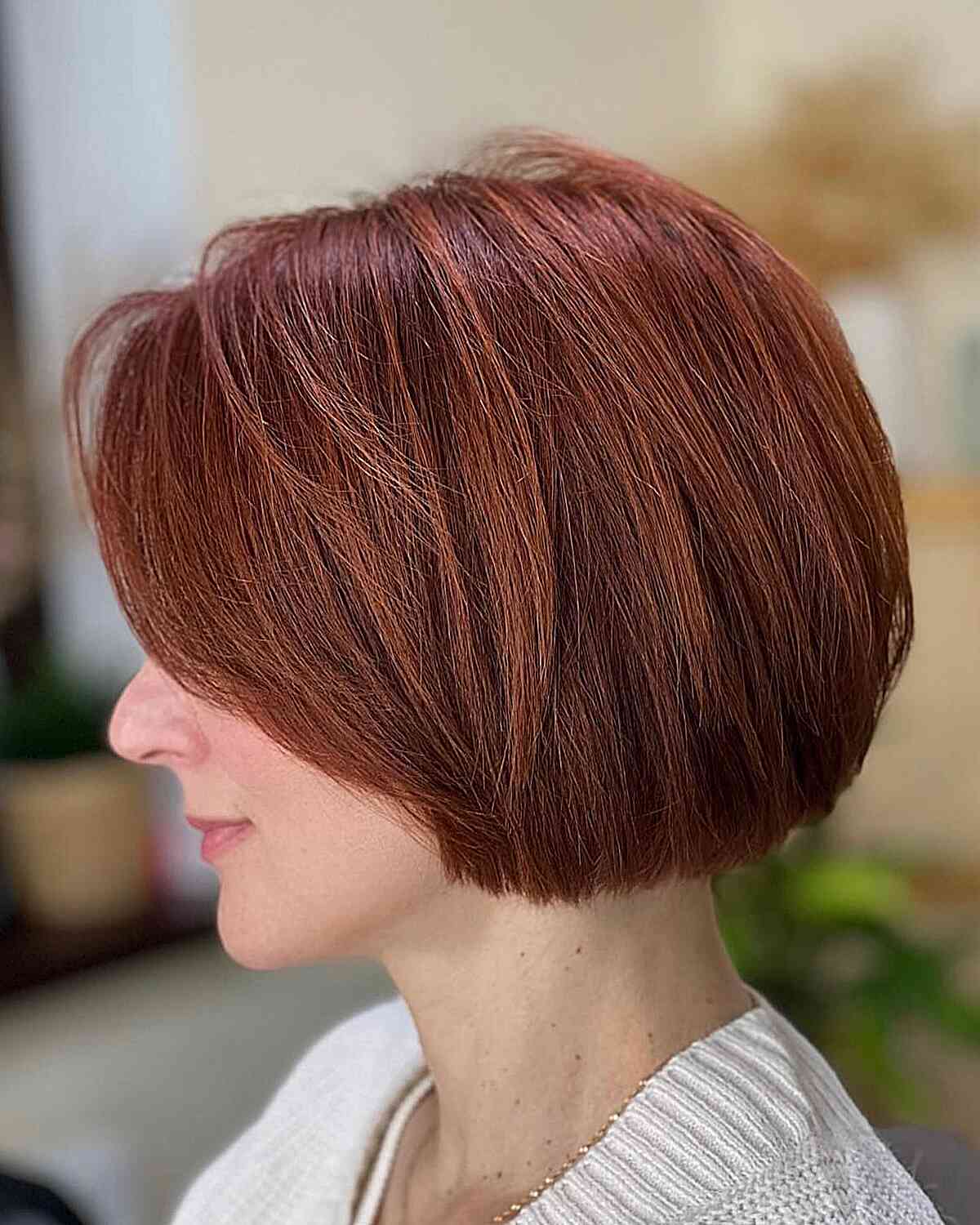 Mini Red Bob with Wispy Layers for Fine-Haired Ladies