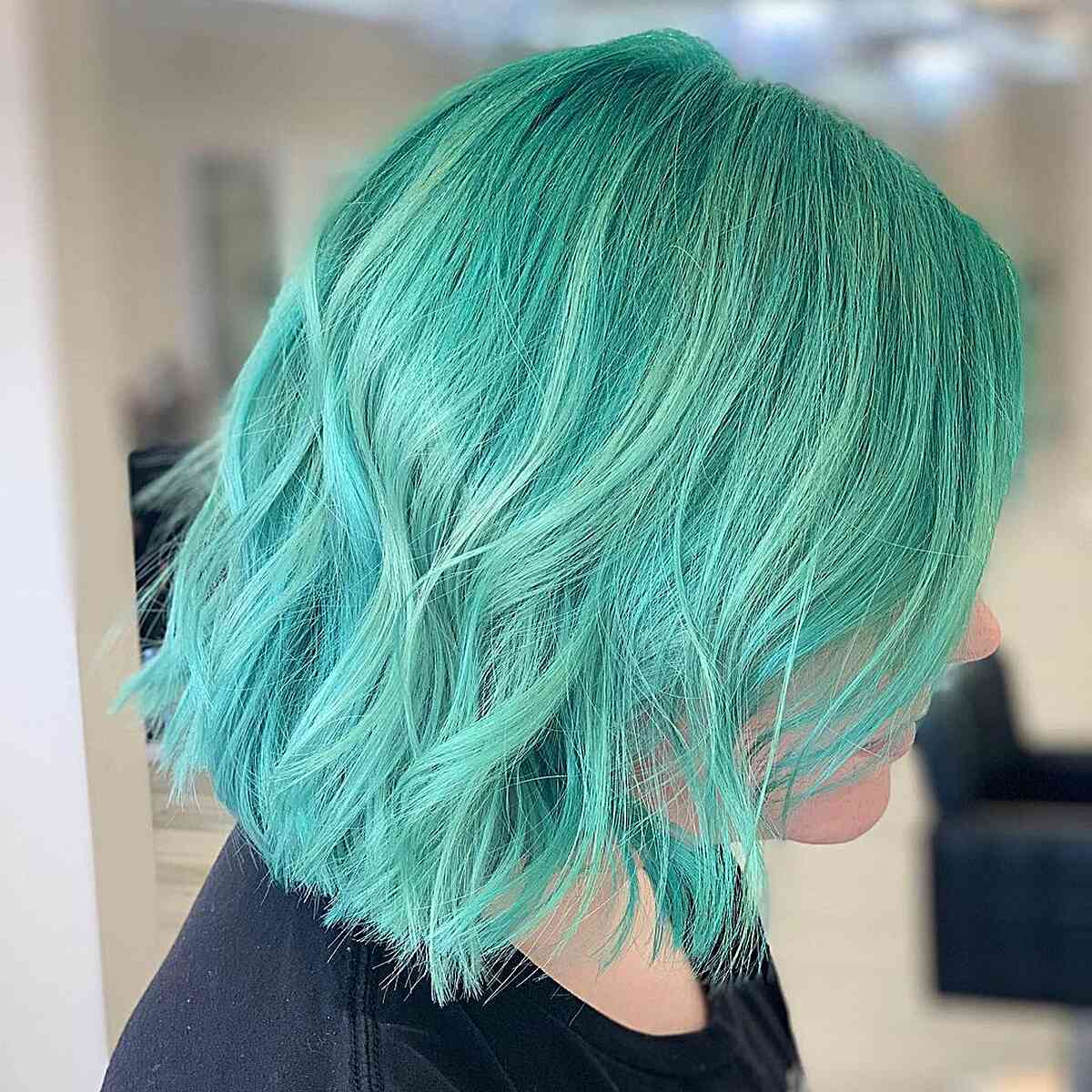 Fashionable Dark to Light Mint Green Ombre Hair