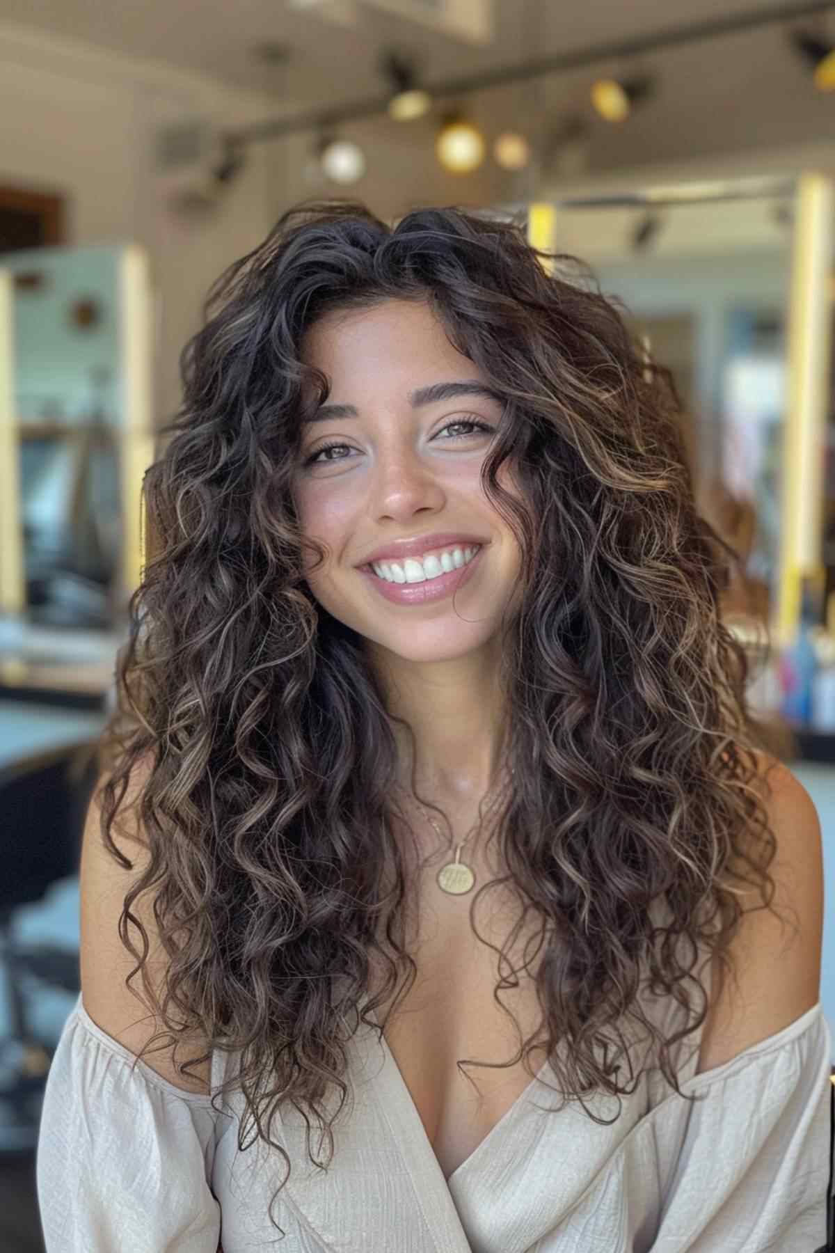 Long, tousled curly hair styles easy to maintain for mixed curly hair