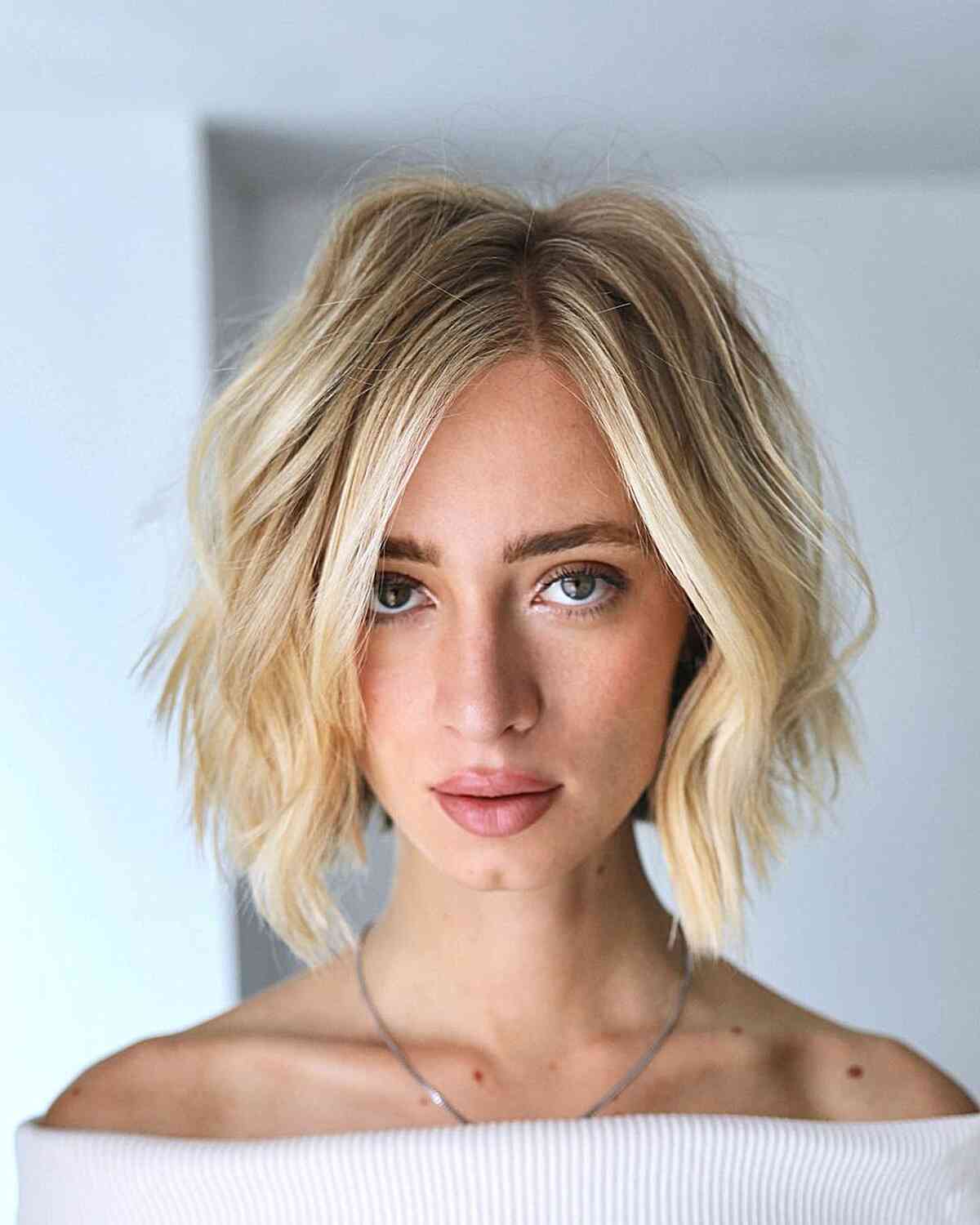 Modern and Textured Blonde Bob with Choppy Ends