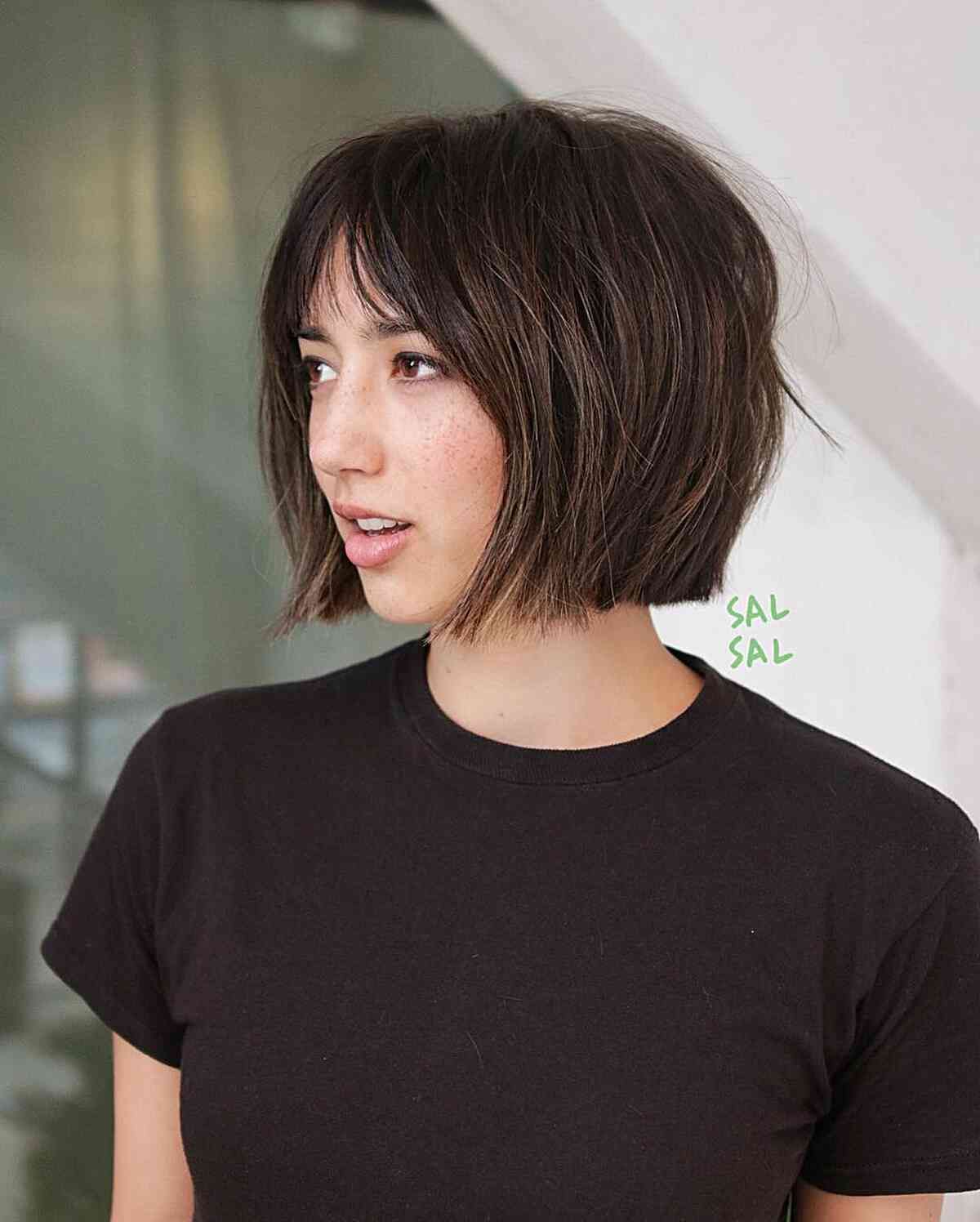 Modern Chin-Length Straight Bob for ladies with fine hair and blunt ends