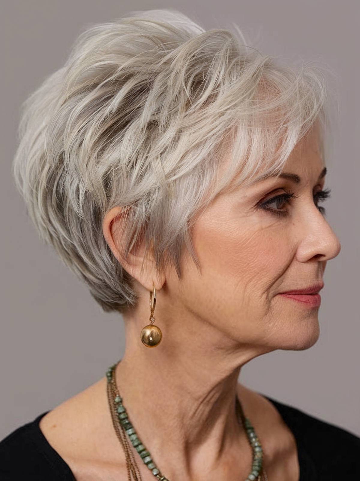 Choppy pixie hairstyle for women over 70