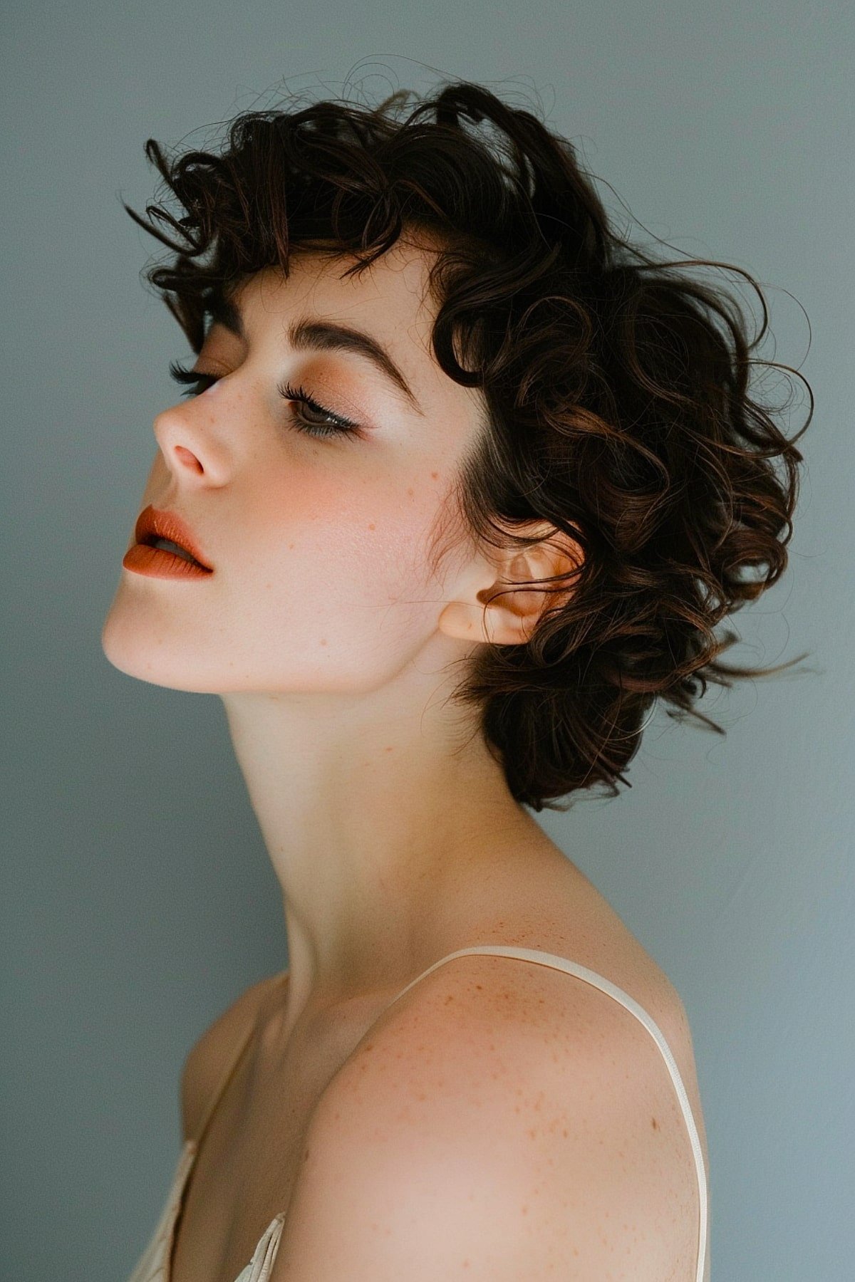 Modern curly mullet hairstyle with soft curls