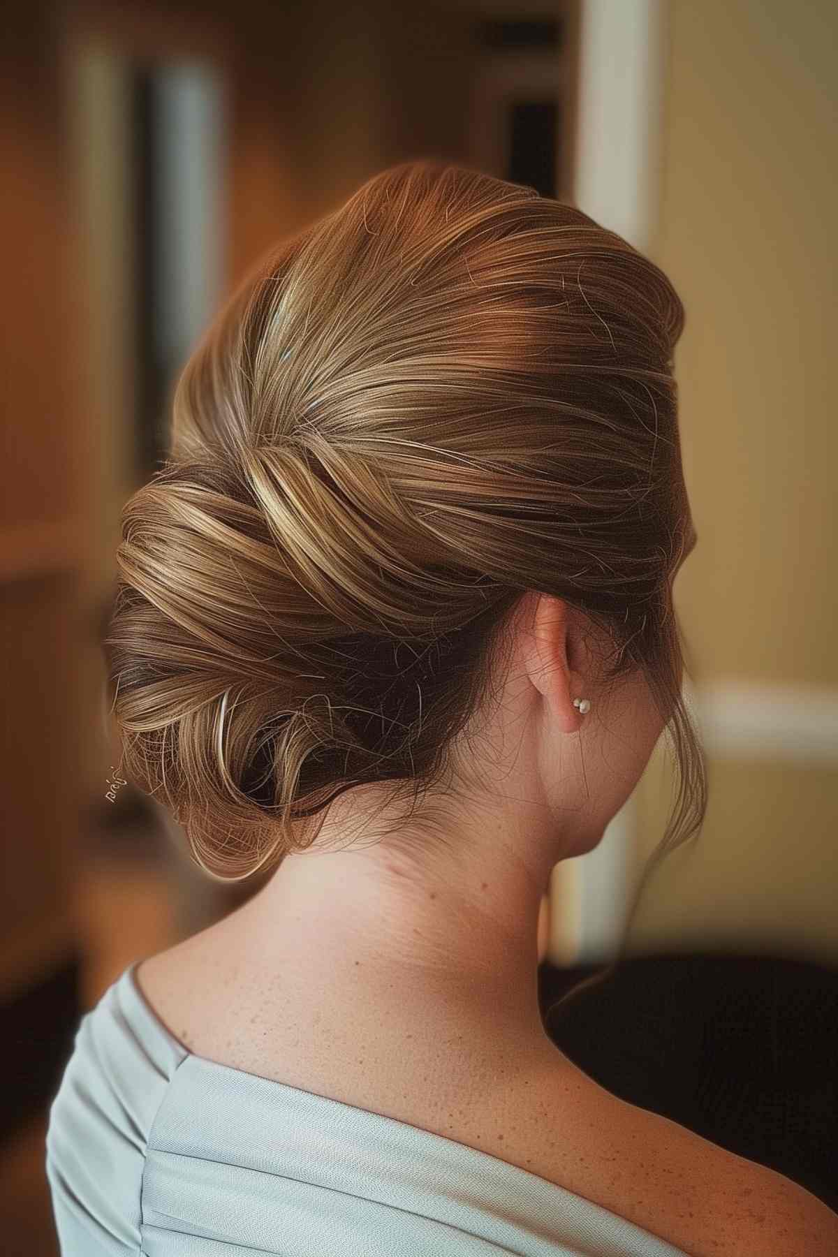 Modern French twist updo for medium to thick hair