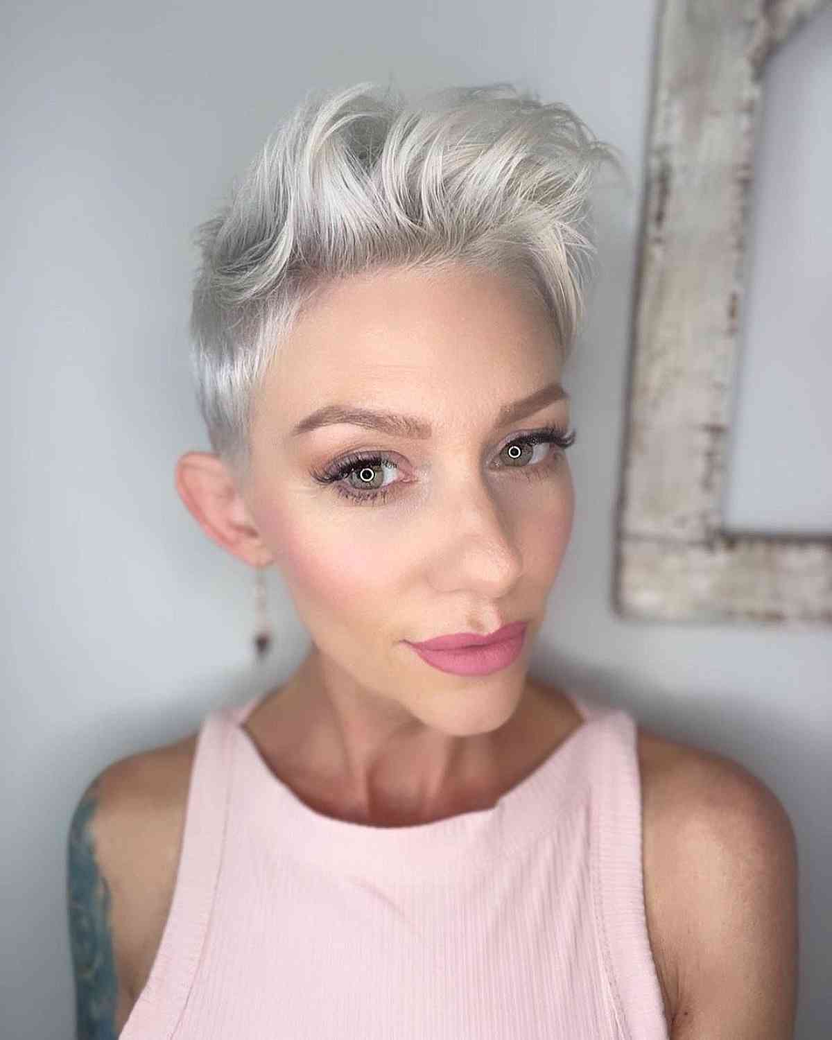 Modern High Quiff Pixie for Woman Over 40 Years Old
