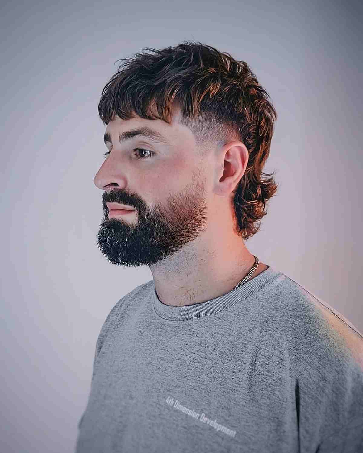 Modern Mullet with Textured Top and Fringe for Guys