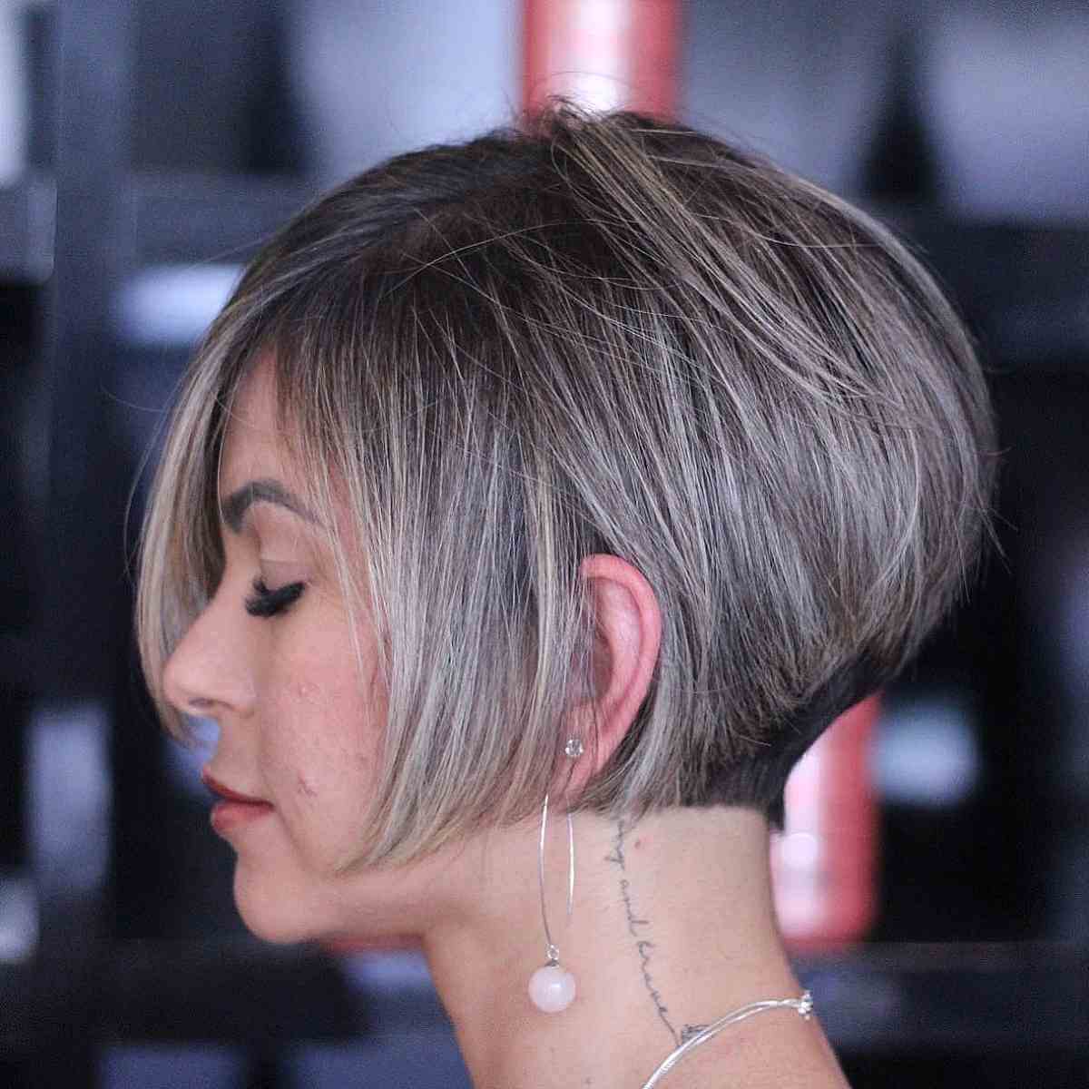 Modern Stacked Bob with a Side Part