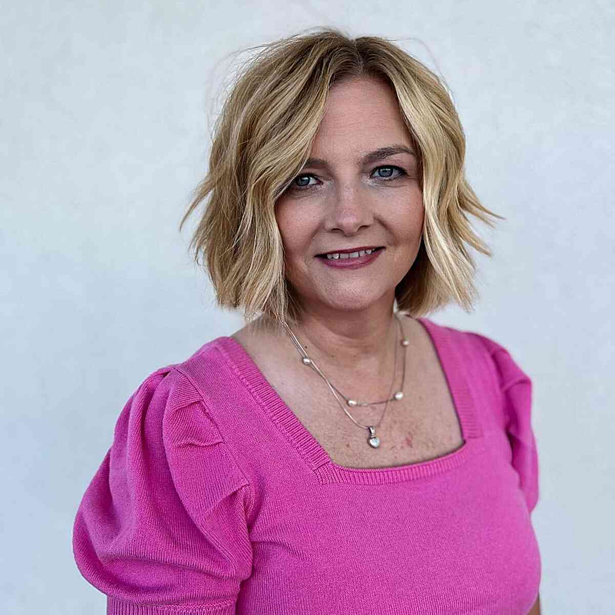 Modern Textured Bob Haircut for 50-Year-Olds