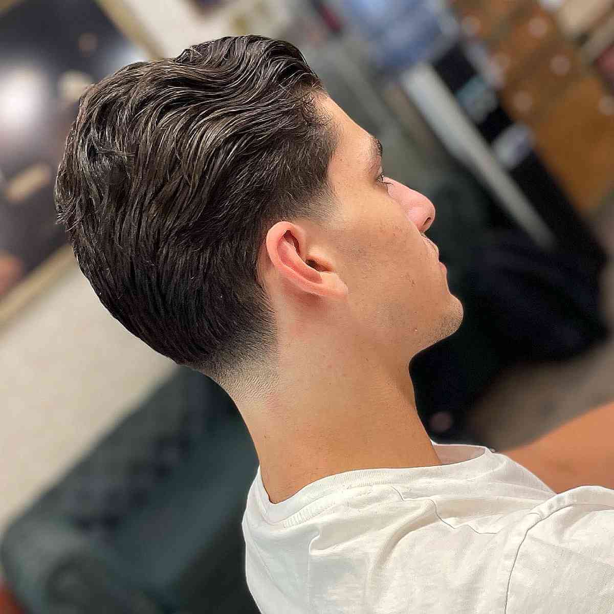Modern Wavy Top with Low Taper Haircut 