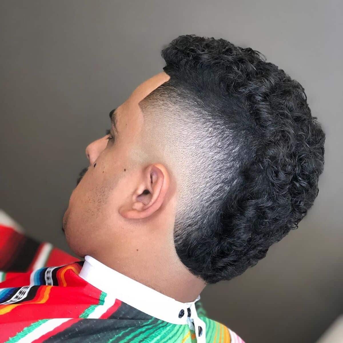 Mohawk + Drop Fade for Curly Hair