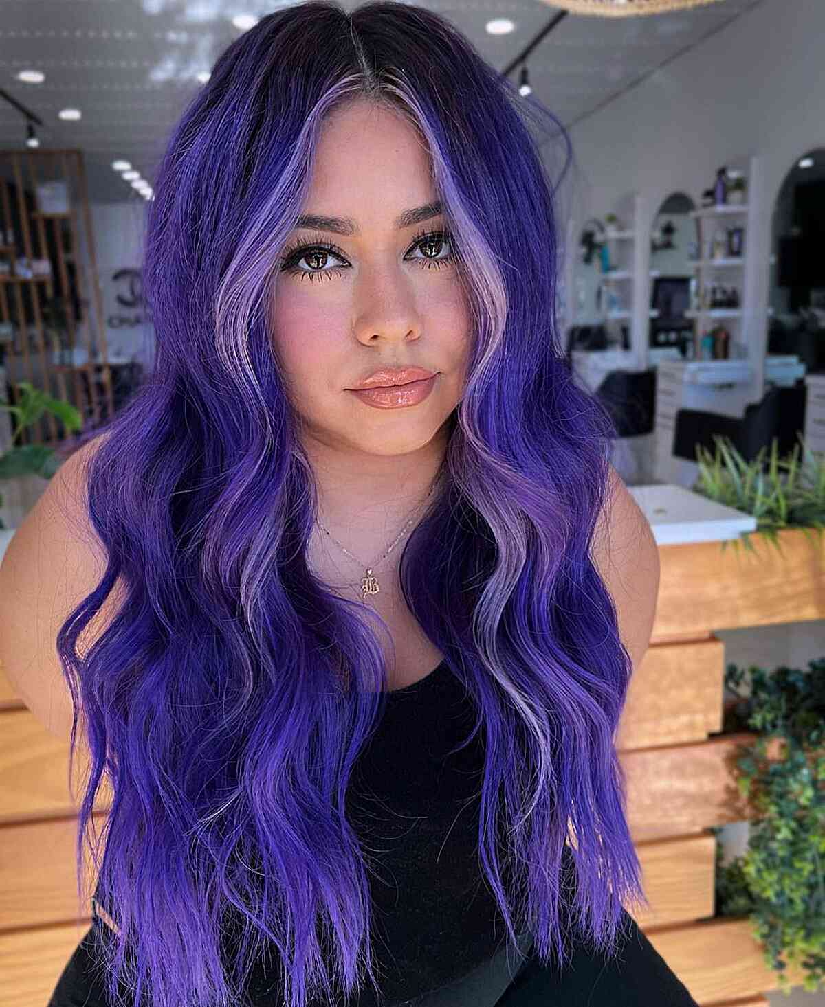 Monochromatic Purple Hair with light purple money piece