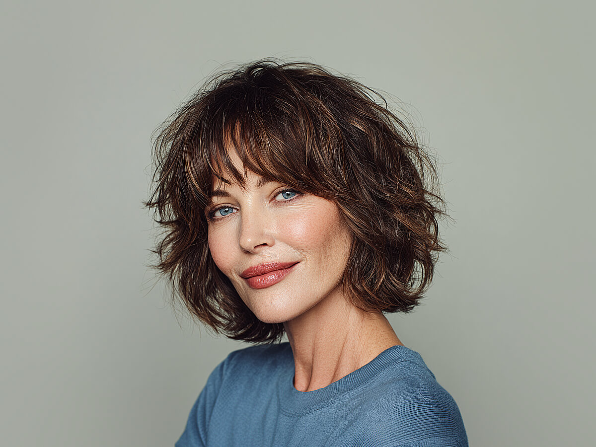 Most stylish shag bob haircuts for women over 50