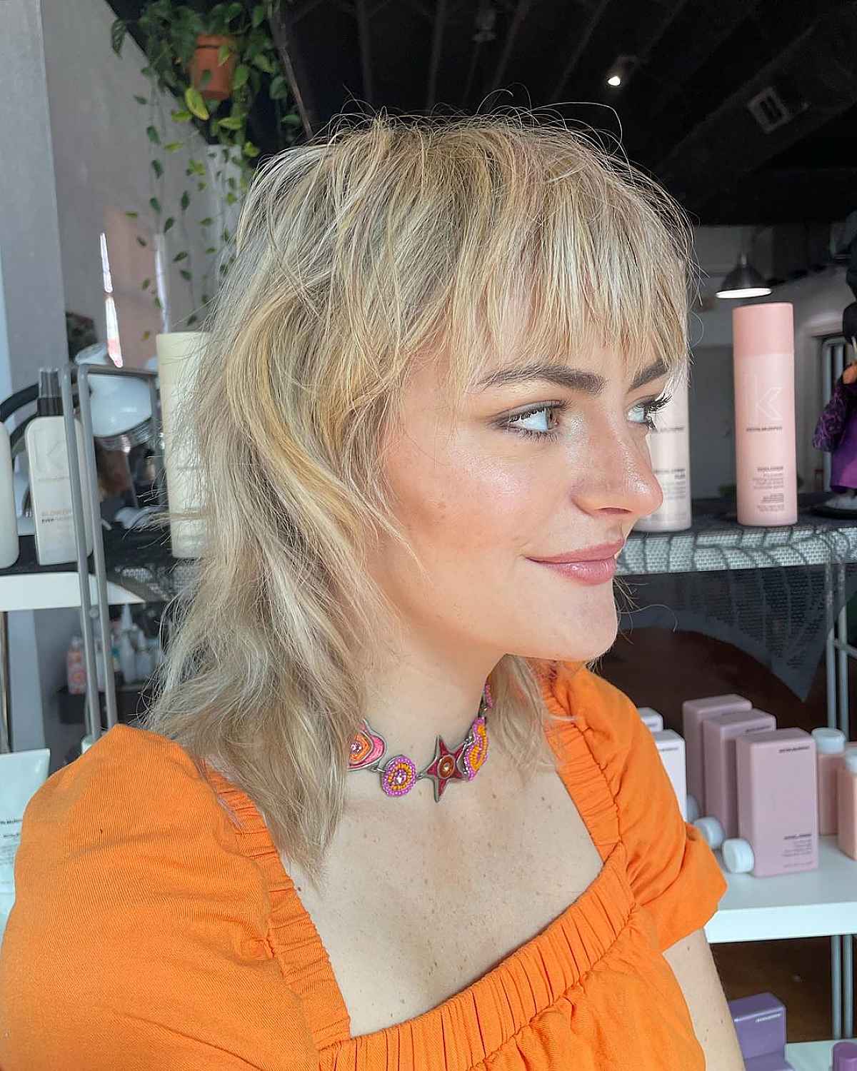 70s Mid-Length Shag with Textured Bangs