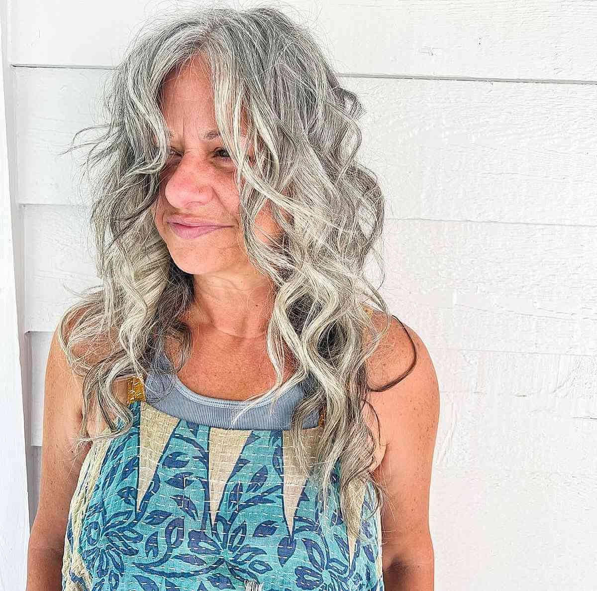 70s Shag Hairstyle with Curtain Fringe for Women Aged 60 and Above