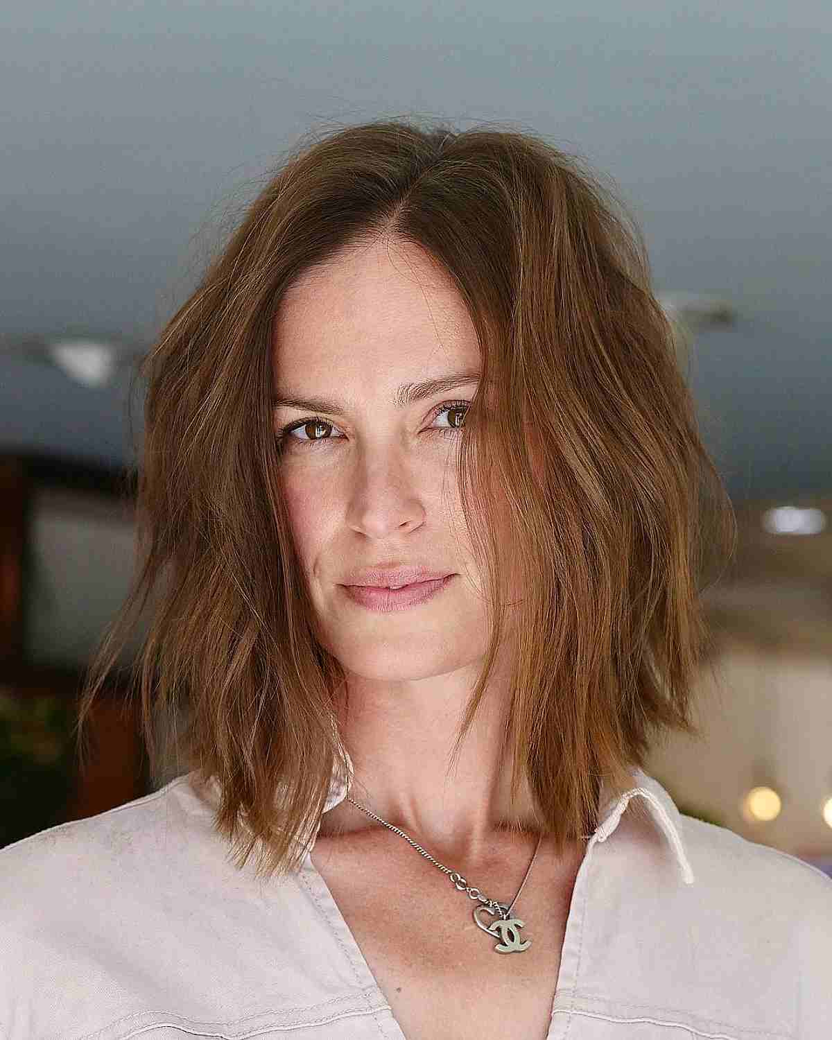 Shoulder-Length A-Line Bob Haircut with Layered Ends for Fine Hair