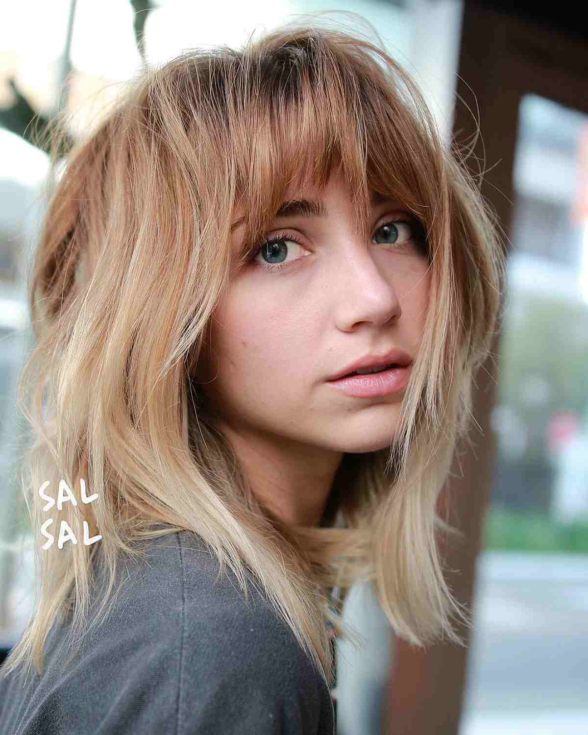 Adorable Shaggy Long Bob with Fringe