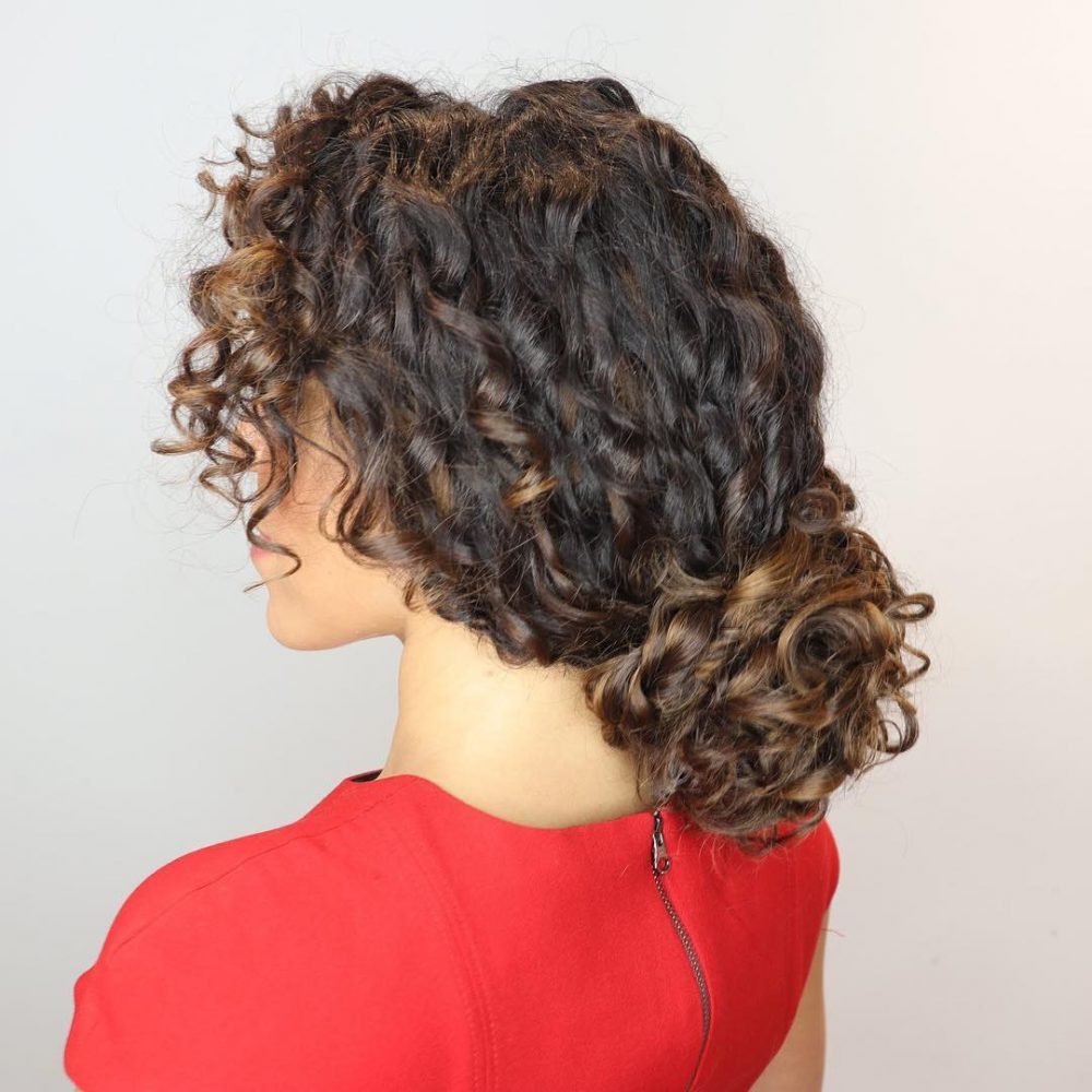 An Amazing Curly Ponytail with Long Bangs