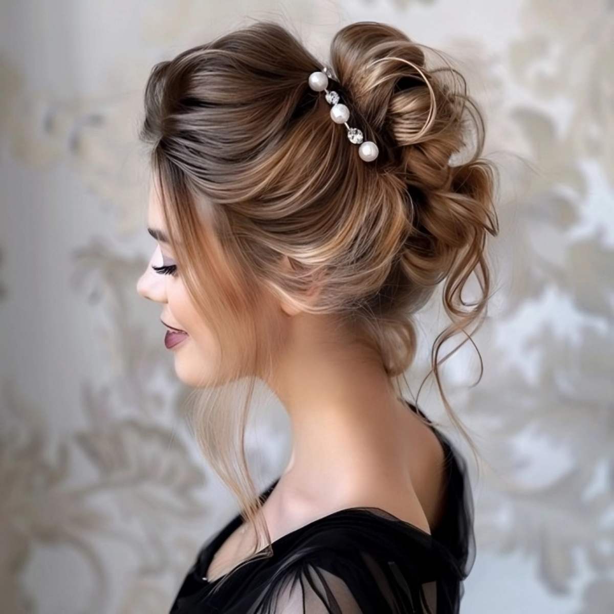 An Elegant High Bun for Long Hair Prom Night