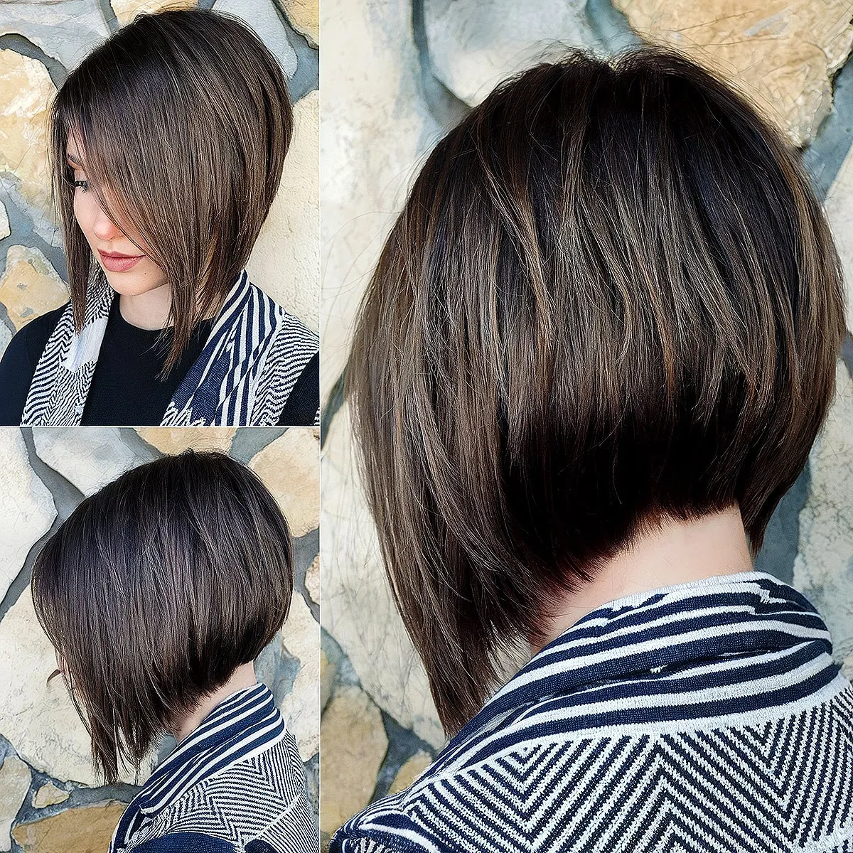 Angled Stacked Bob Featuring Shorter Layers
