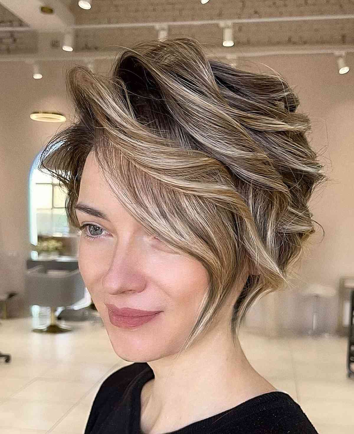 Layered Long Pixie with Artfully Applied Balayage