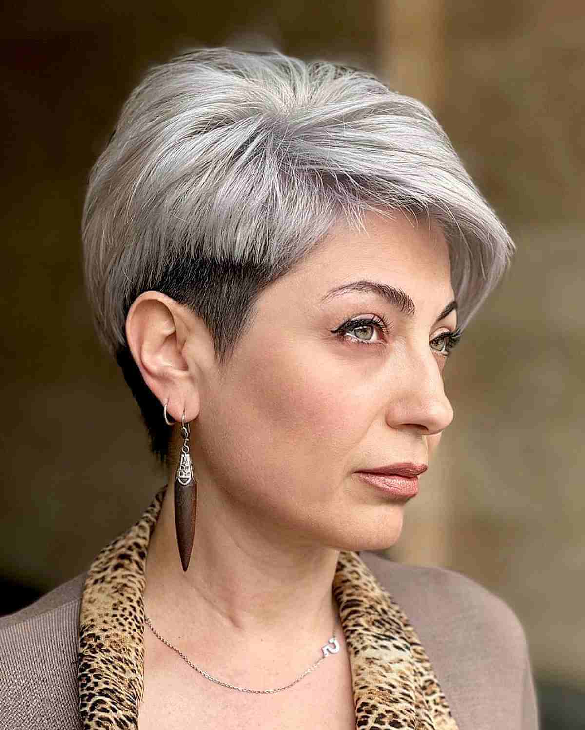Chic Ash Blonde Pixie Undercut for Women Above 40