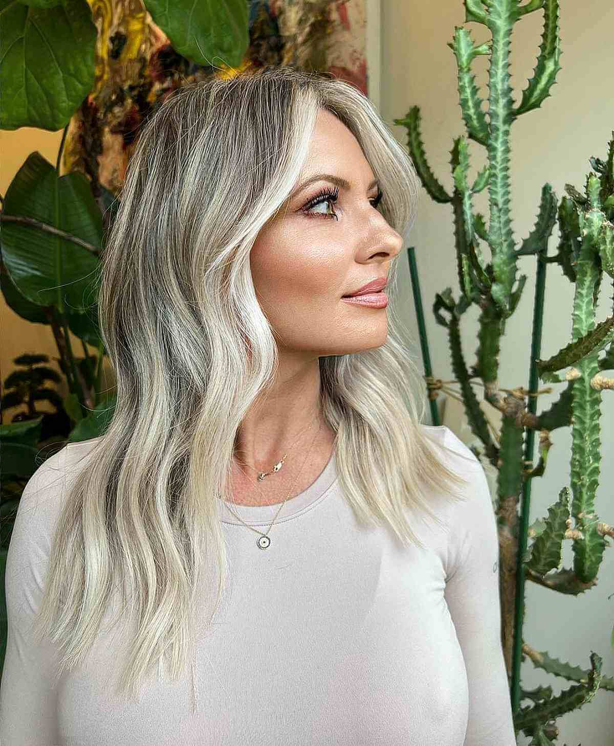 Ash Platinum Blonde Balayage with Accent Pieces