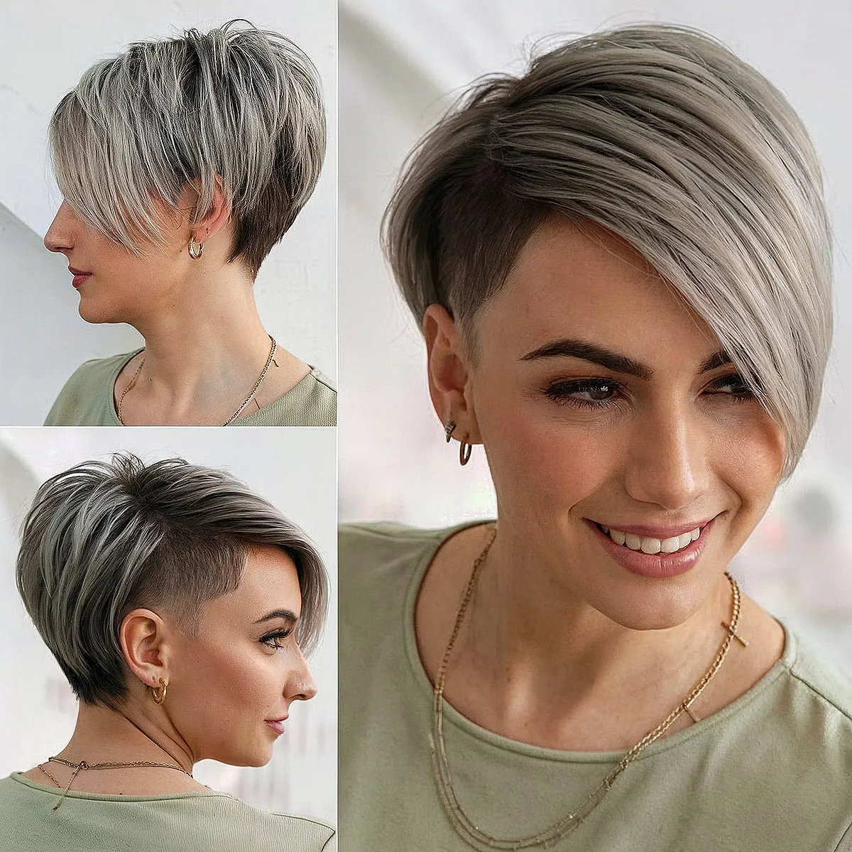 Asymmetric Two Tone Long Pixie Undercut
