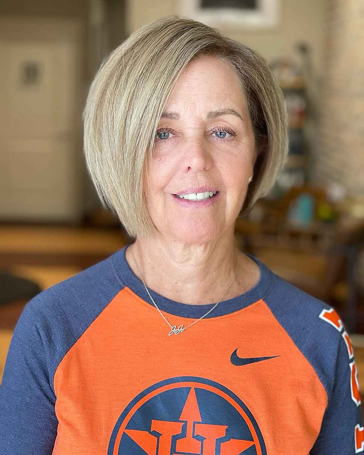 Asymmetrical Bob for Mature Women with Thick Hair