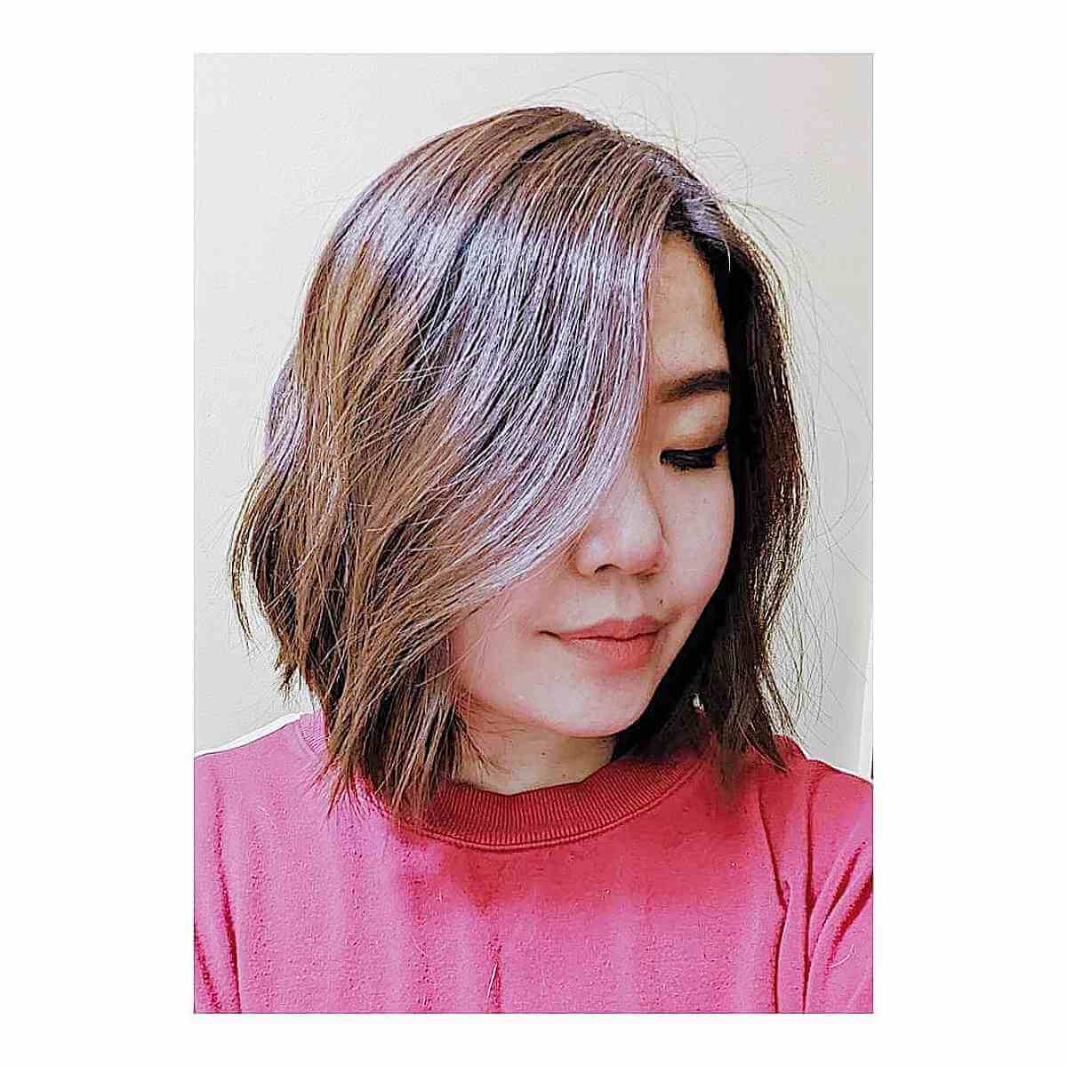 Wash-and-Go Asymmetrical Bob with a Side Part