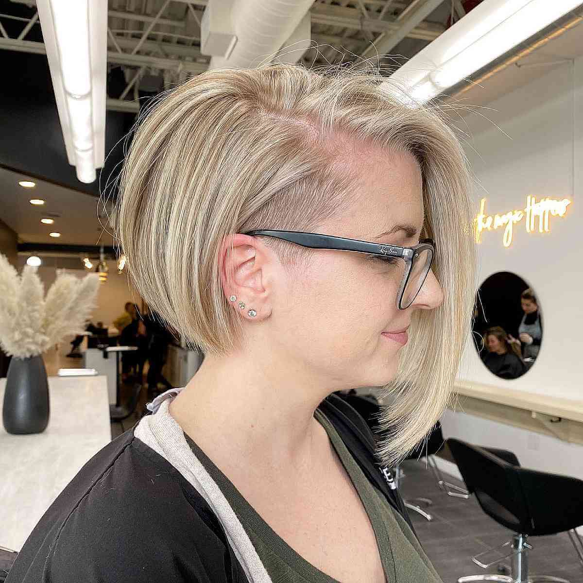 Neck-Length Asymmetrical Bob with an Undercut