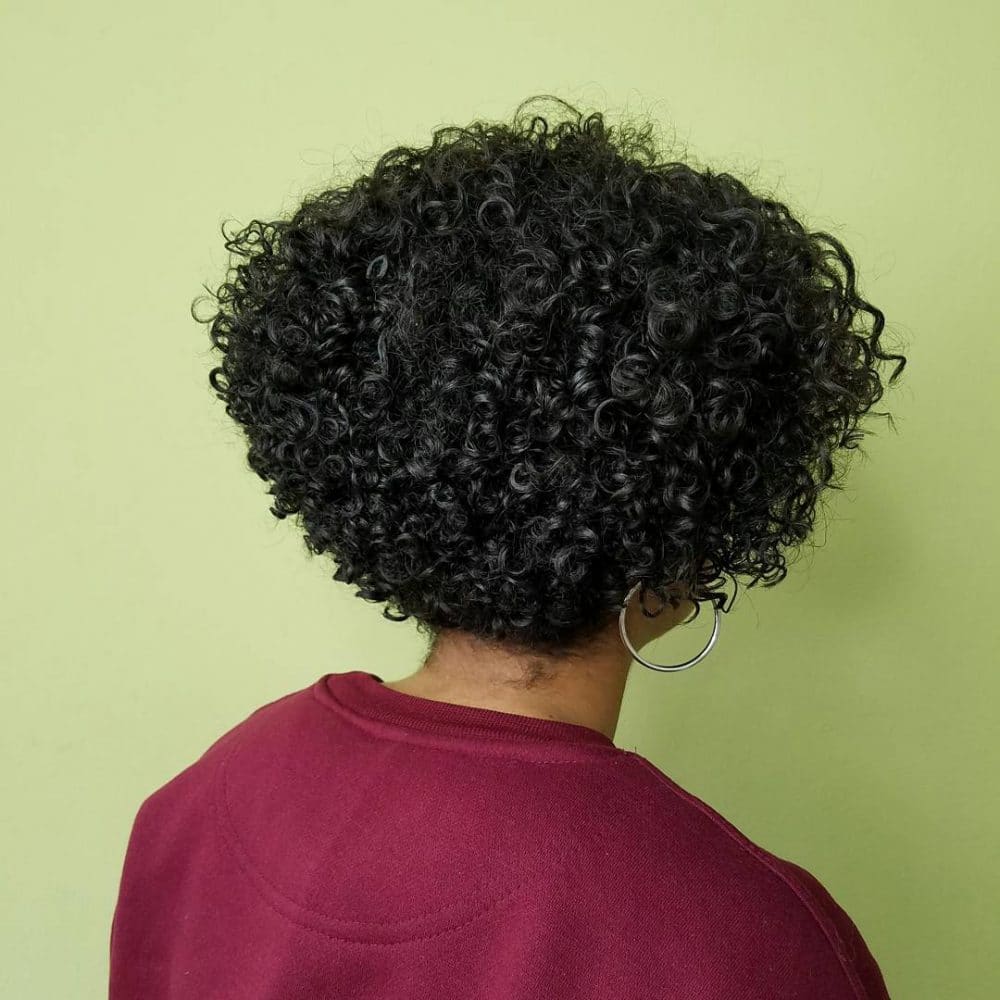 Asymmetrical Curly Bob hairstyle on Natural Hair