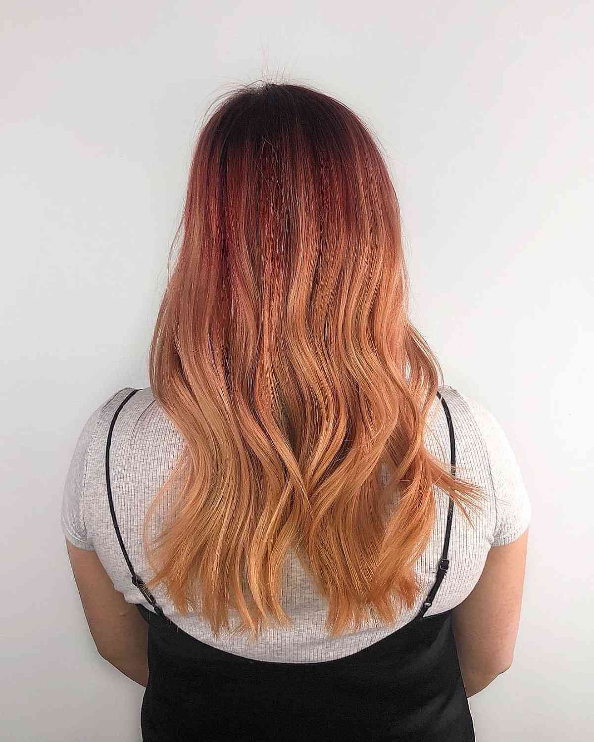 Auburn to Fruity Strawberry Blonde Ombre Balayage
