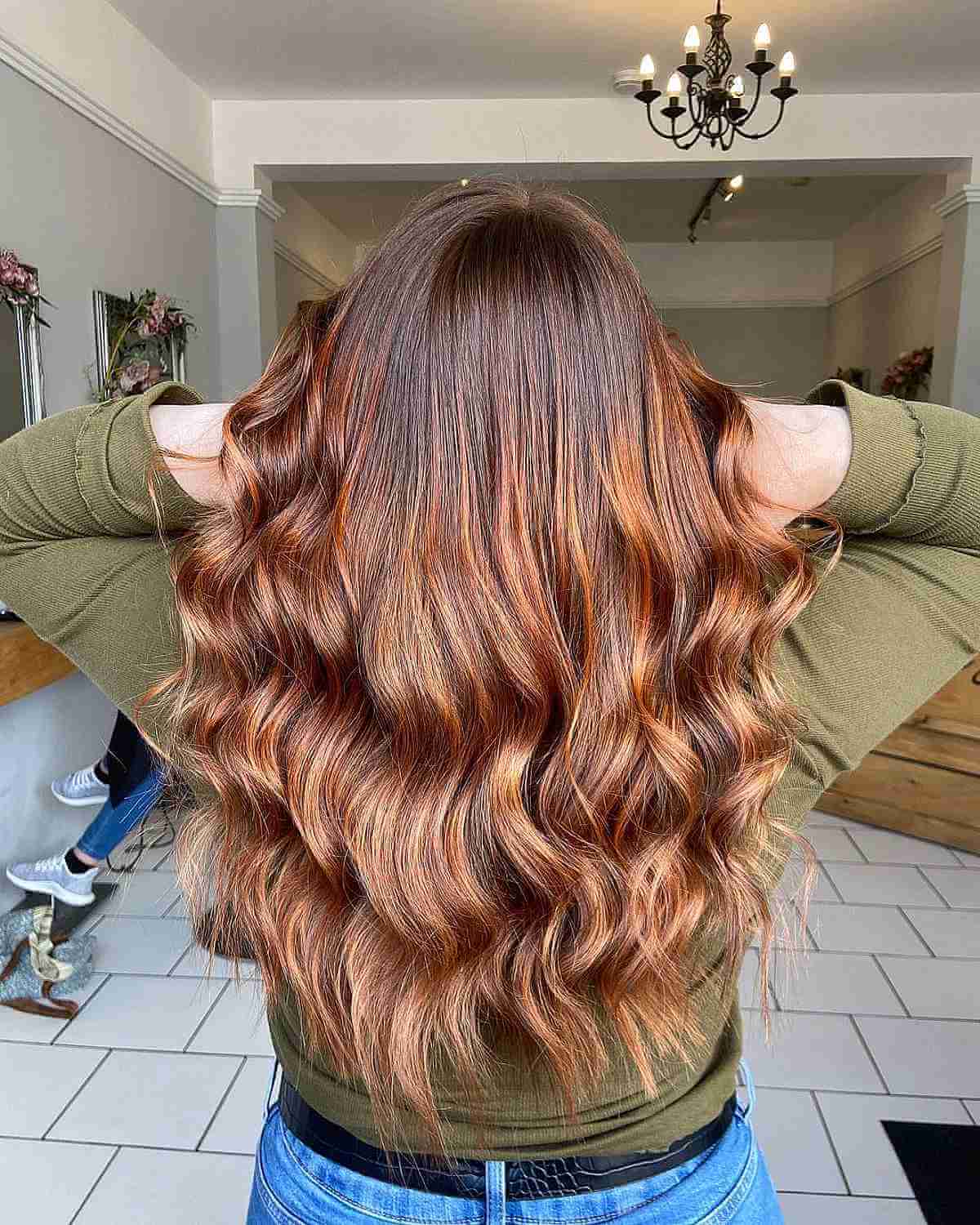 Autumn Copper Balayage Featuring Rich Auburn Highlights