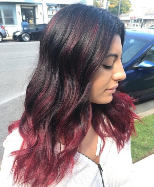 Red Sangria Balayage hairstyle